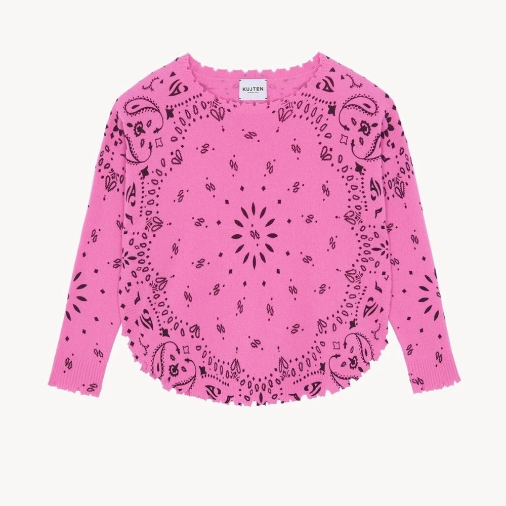 Kujten Women's‎ Pink Bandana-Print Pullover Sweater